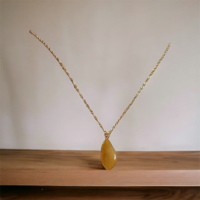 #7 Natural Icy Yellow Burma Jadeite Natural-Shaped Pendant