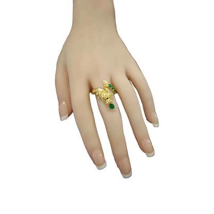 #766~#770 Natural Imperial/Emerald Green Guatemala Jadeite Dragon Ring with Sterling Silver Setting