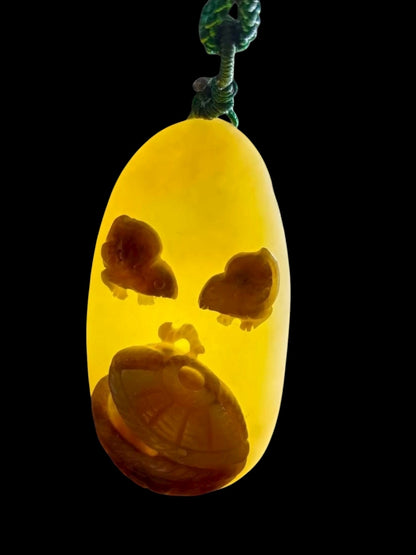 #858 AGL Certified Nephrite Jade, Roosters Handheld Piece