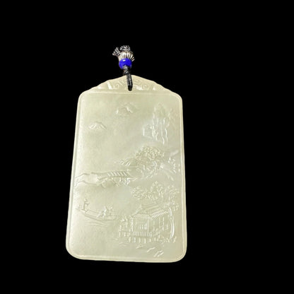 #861 AGL Certified Hetian Nephrite Jade, Lake View Pendant