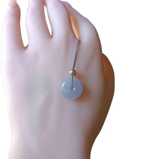 #713 & #714 Natural Lavender Burma Jadeite, Ping-An-Kou/Donut Pendant with Sterling Silver Necklace