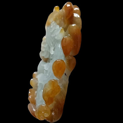 #554 GIA Certified Natural Translucent Red Burma Jadeite, Phoenix Pendant