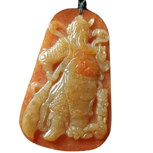 #779 Red Burma Jadeite, Guan Kong Pendant