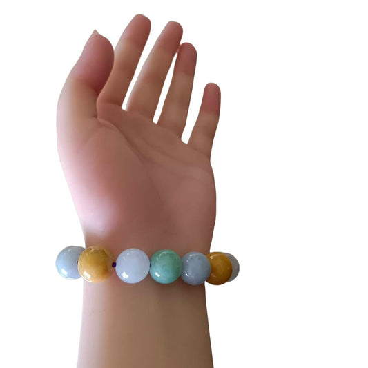 #706 Multi-Color Translucent Burmese Jadeite Beaded Bracelet
