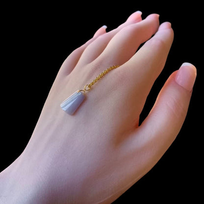 #737 Natural Light Lavender Burma Jadeite Peace Pendant with an 18KGold Bail