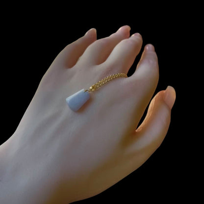 #737 Natural Light Lavender Burma Jadeite Peace Pendant with an 18KGold Bail