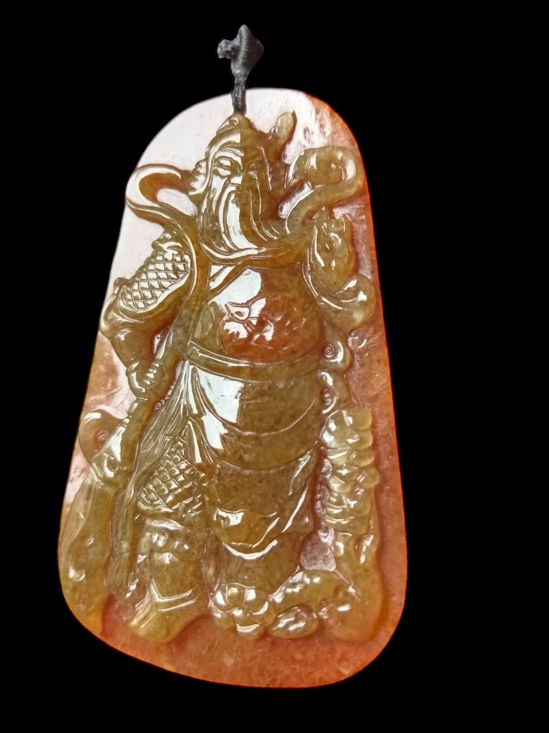 #779 Red Burma Jadeite, Guan Kong Pendant