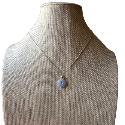 #713 & #714 Natural Lavender Burma Jadeite, Ping-An-Kou/Donut Pendant with Sterling Silver Necklace