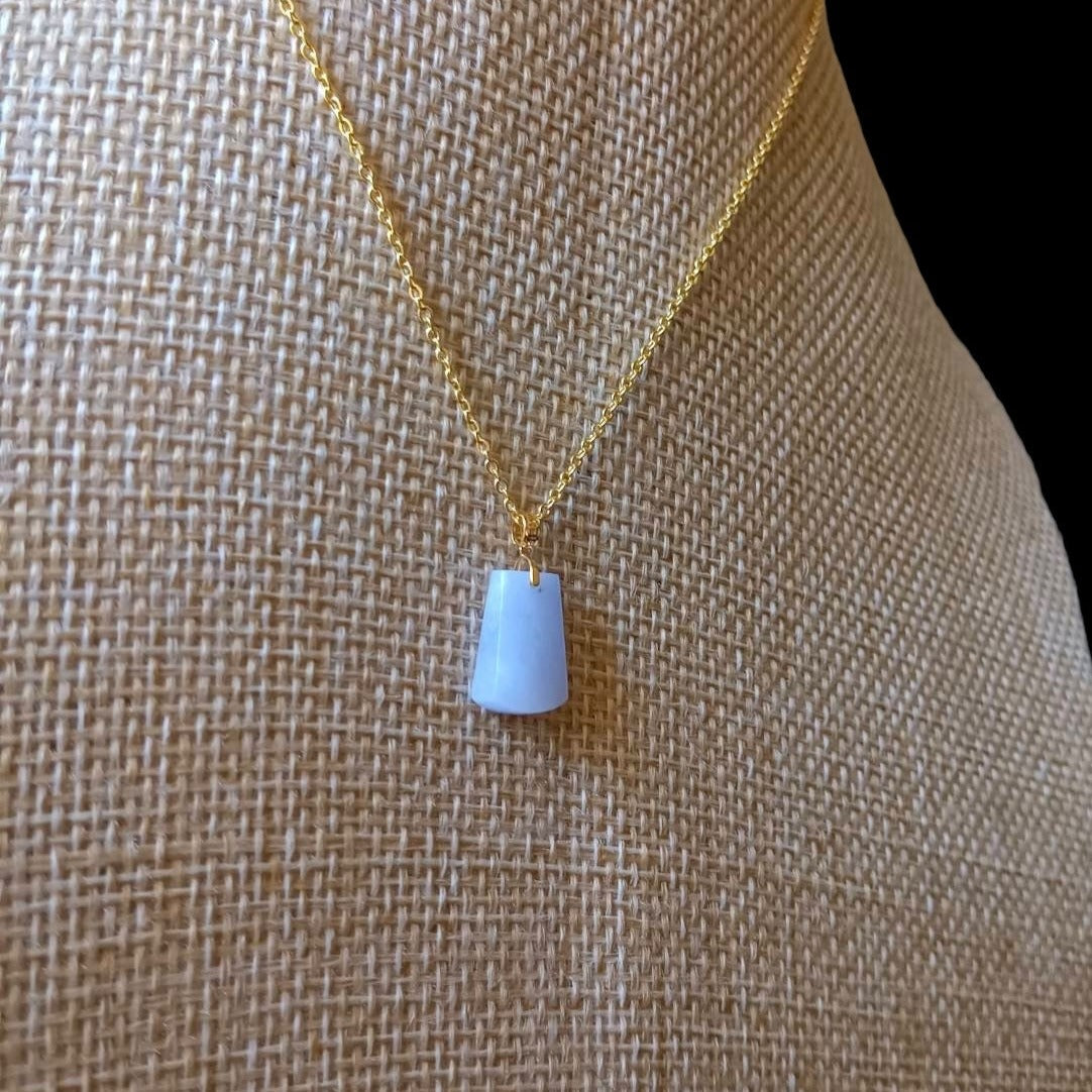 #737 Natural Light Lavender Burma Jadeite Peace Pendant with an 18KGold Bail