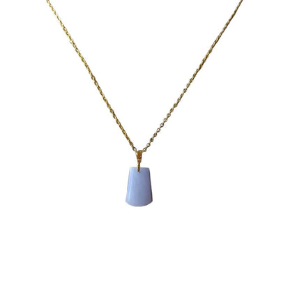#737 Natural Light Lavender Burma Jadeite Peace Pendant with an 18KGold Bail
