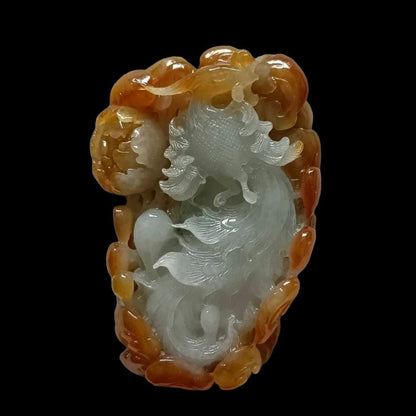 #554 GIA Certified Natural Translucent Red Burma Jadeite, Phoenix Pendant