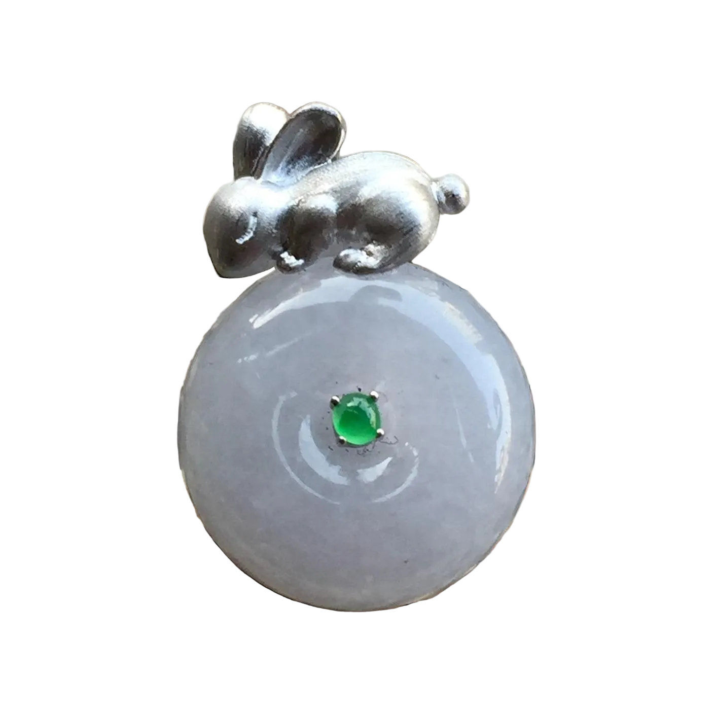 #757 GIA Certified Natural Lavender Burma Jadeite Thick Ping-An-Kou / Donut Pendant
