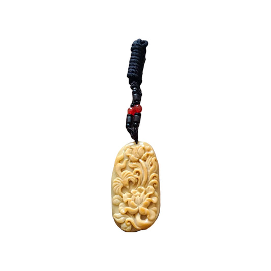 #642 AGL Certified Natural Yellow Burma Jadeite Flowers Pendant