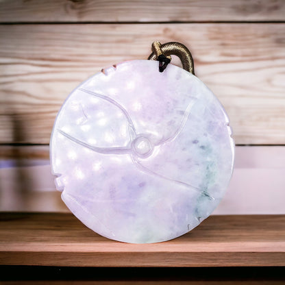 #654 AGL Certified Natural Lavender and Green Burma Jadeite Peony Blossom Pendant