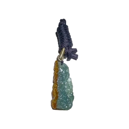 #656 AGL Certified Translucent Natural Yellow and Green Burma Jadeite Phoenix Pendant