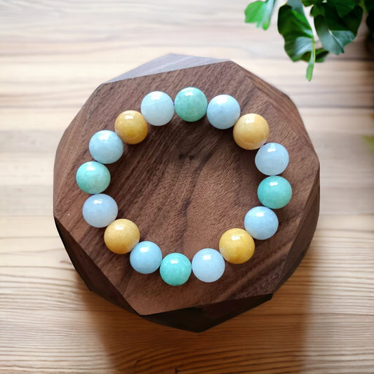 #706 Multi-Color Translucent Burmese Jadeite Beaded Bracelet