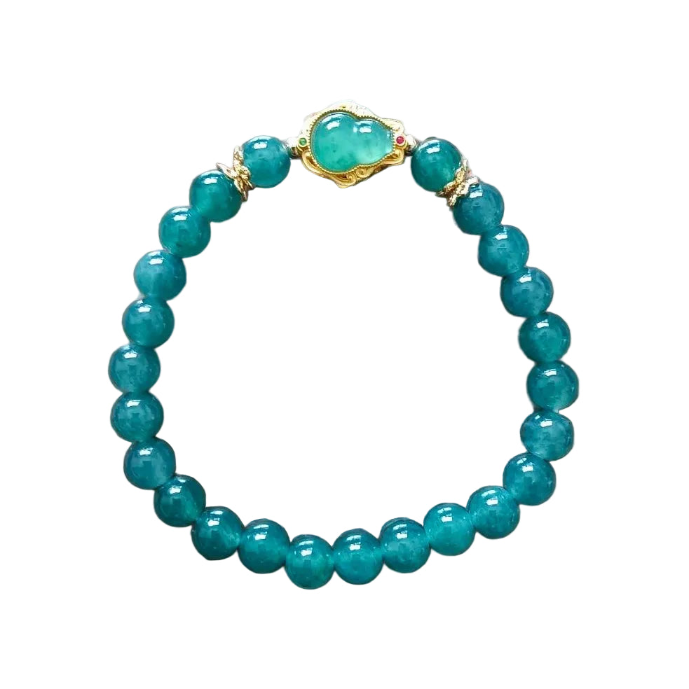 [Little Jade Pavilion] #743 Natural Translucent Guatemala Jadeite,  Designer's Bead Bracelet, 7 mm