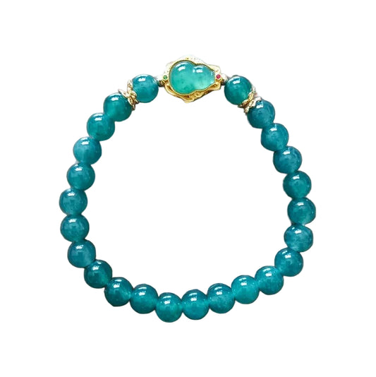 [Little Jade Pavilion] #743 Natural Translucent Guatemala Jadeite,  Designer's Bead Bracelet, 7 mm