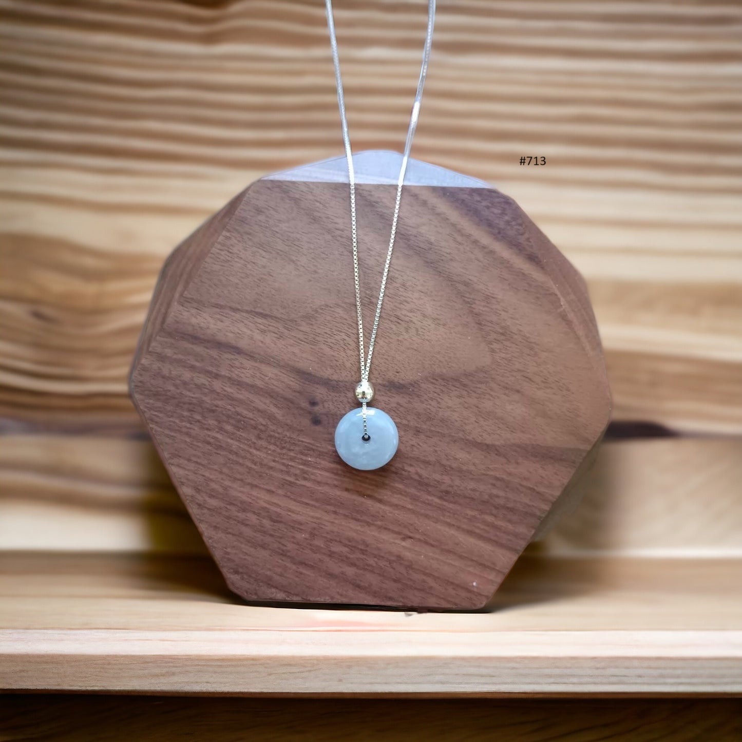 #713 & #714 Natural Lavender Burma Jadeite, Ping-An-Kou/Donut Pendant with Sterling Silver Necklace