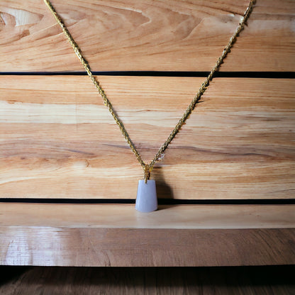 #737 Natural Light Lavender Burma Jadeite Peace Pendant with an 18KGold Bail