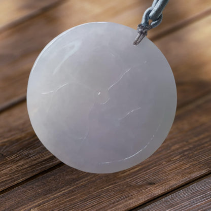 #939 Natural Translucent Lavender Burma Jadeite, "Birdsong Amidst Fragrant Blooms" Pendant