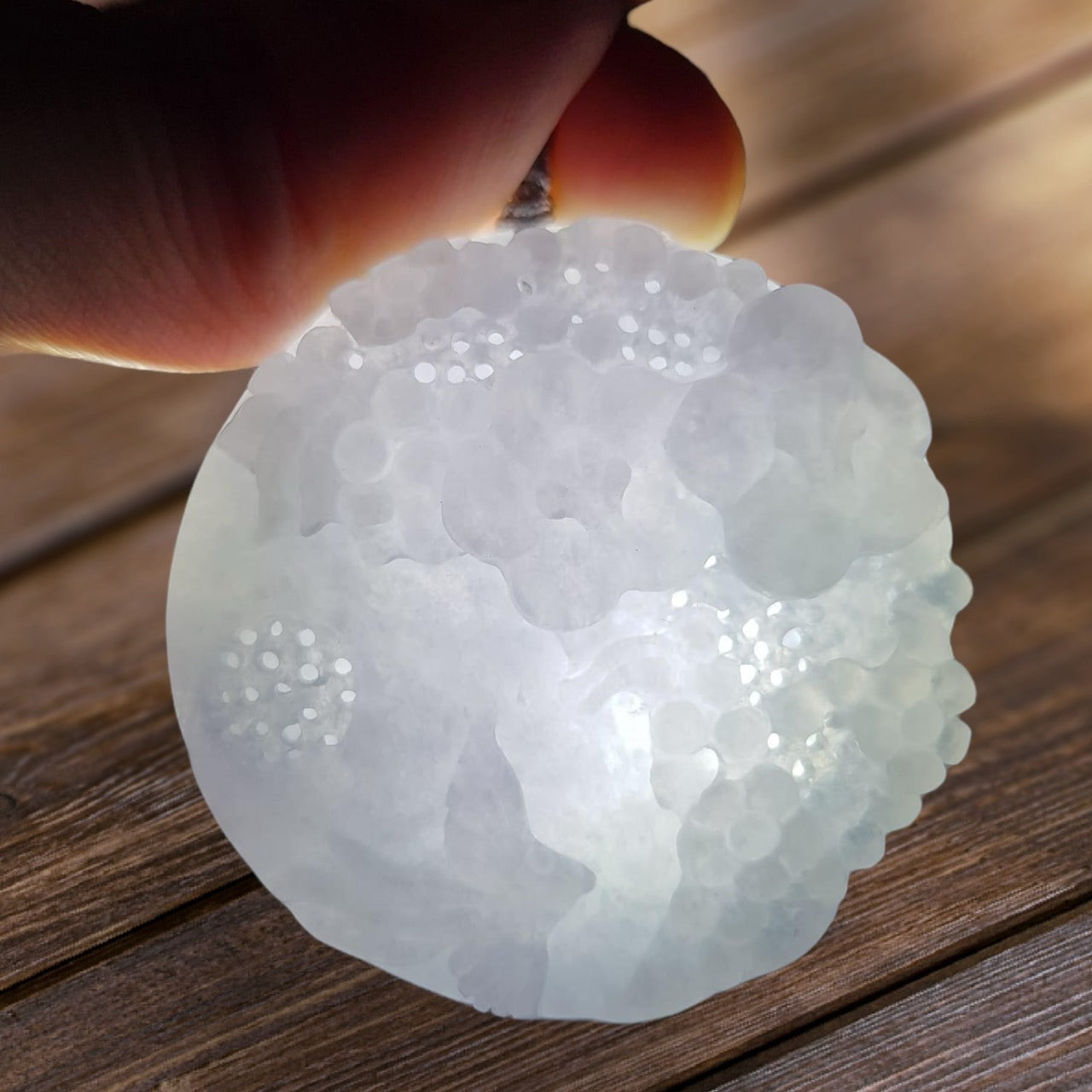 #939 Natural Translucent Lavender Burma Jadeite, "Birdsong Amidst Fragrant Blooms" Pendant