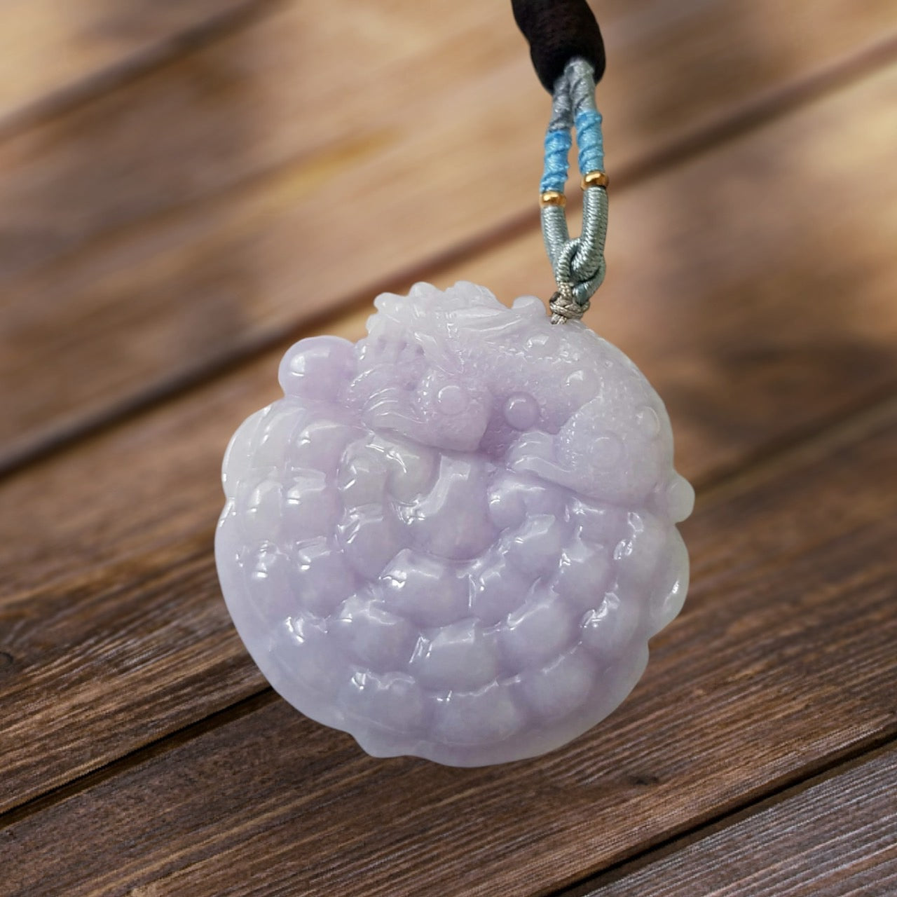 #942 Translucent Lavender Burmese Jadeite Pixiu on Lingzhi Pendant