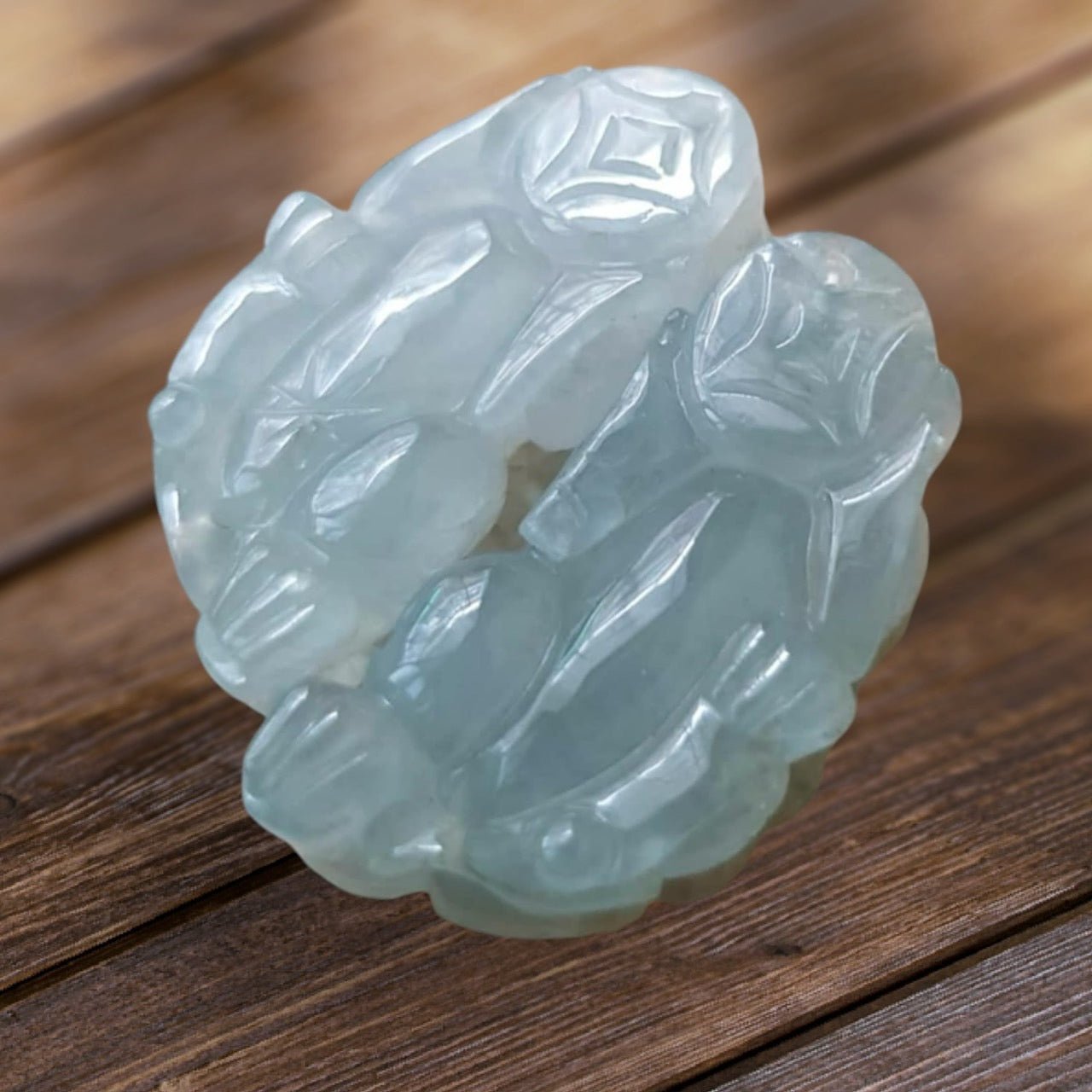 #943 Semi-Transparent Type A Burmese Jadeite, Pixiu Pendant with 18K Yellow Gold Bail