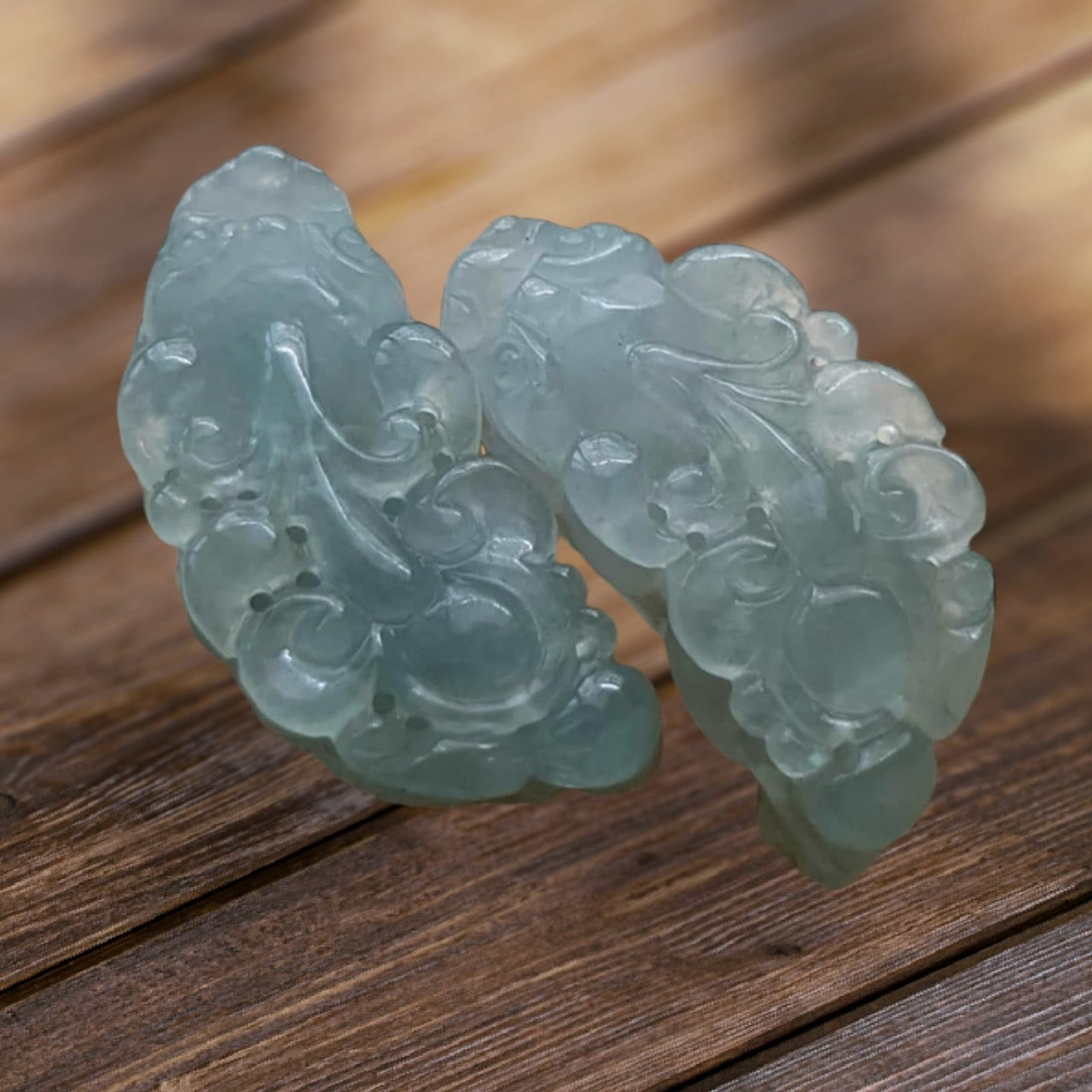 #943 Semi-Transparent Type A Burmese Jadeite, Pixiu Pendant with 18K Yellow Gold Bail