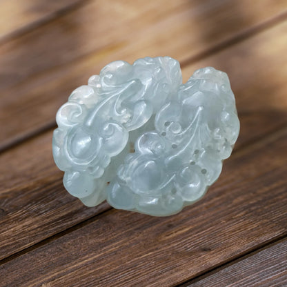 #943 Semi-Transparent Type A Burmese Jadeite, Pixiu Pendant with 18K Yellow Gold Bail