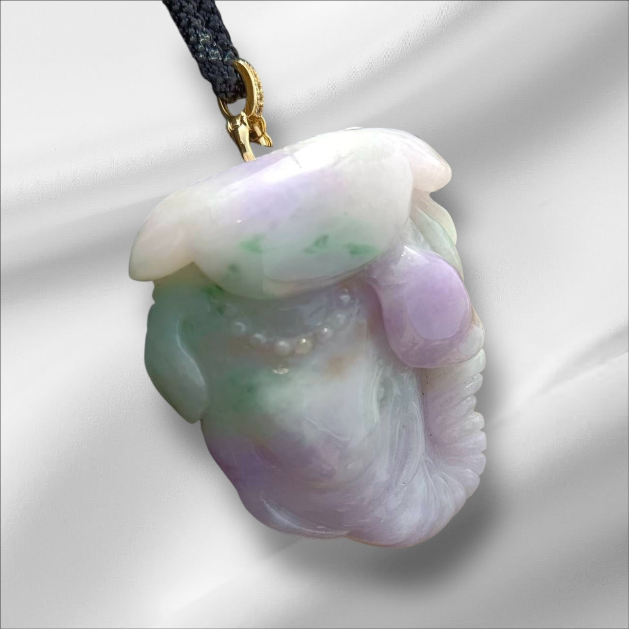 #946 Natural Burma Jadeite Tri-Color "Lucky Elephant" pendant
