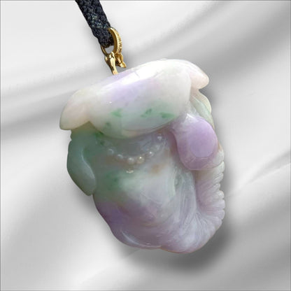 #946 Natural Burma Jadeite Tri-Color "Lucky Elephant" pendant