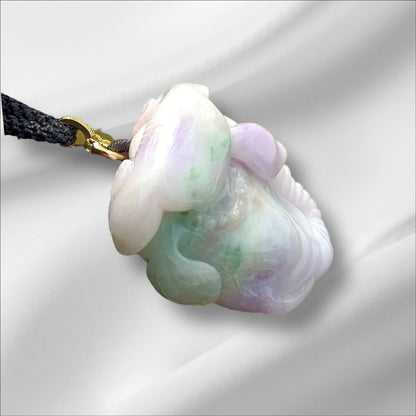 #946 Natural Burma Jadeite Tri-Color "Lucky Elephant" pendant