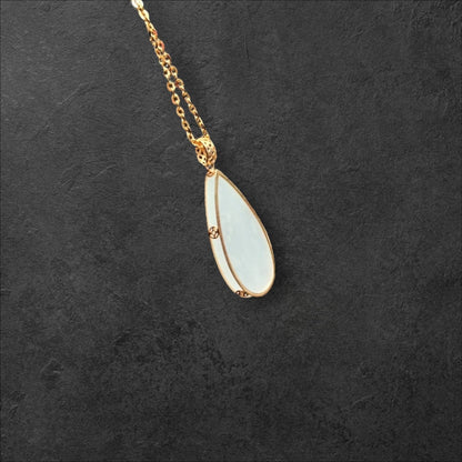 #885 Authentic Natural Translucent Burmese Jadeite Water Droplet Pendant