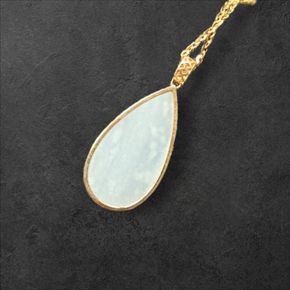 #885 Authentic Natural Translucent Burmese Jadeite Water Droplet Pendant
