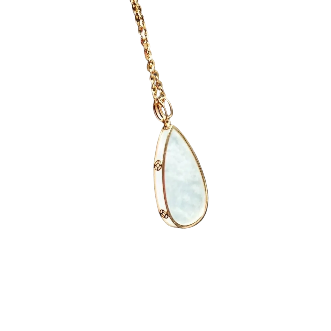 #884 Authentic Natural Translucent Burmese Jadeite Water Droplet Pendant in 18K Yellow Gold Wrap-Around Holder