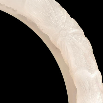 #1081 AGL Certified Natural White Nephrite Jade Carved Bangle Bracelet