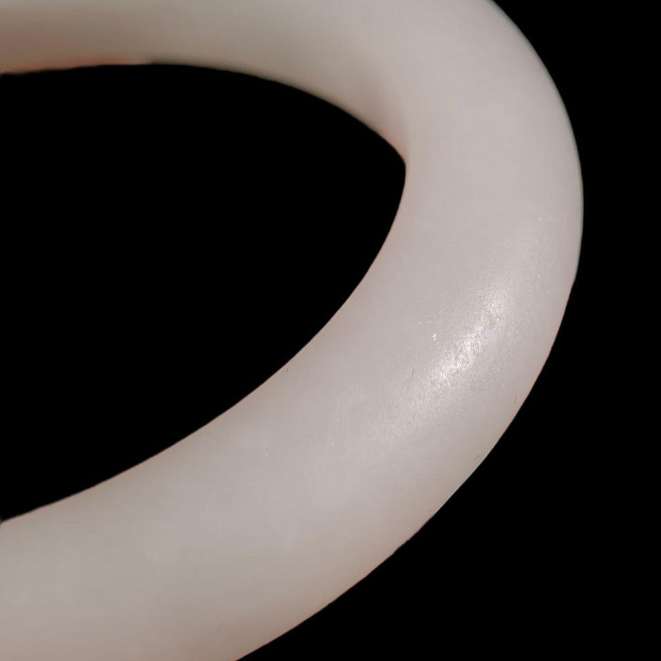 #1081 AGL Certified Natural White Nephrite Jade Carved Bangle Bracelet