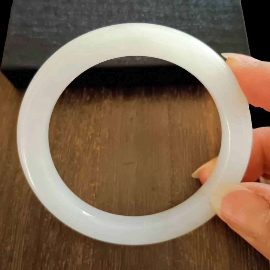 #1099 AGL Certified Natural White Nephrite Jade Bangle Bracelet