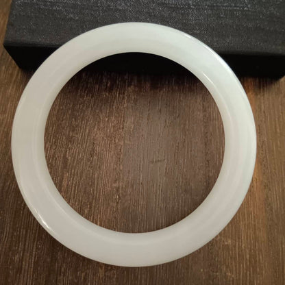#1099 AGL Certified Natural White Nephrite Jade Bangle Bracelet
