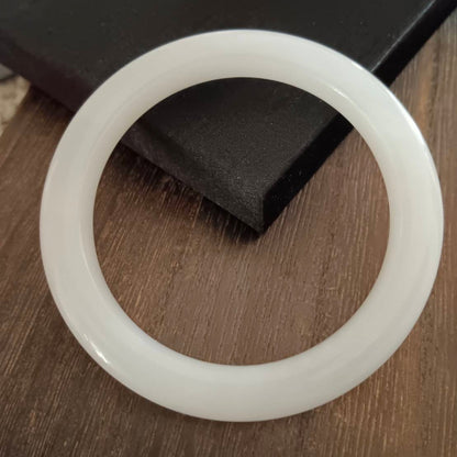 #1099 AGL Certified Natural White Nephrite Jade Bangle Bracelet