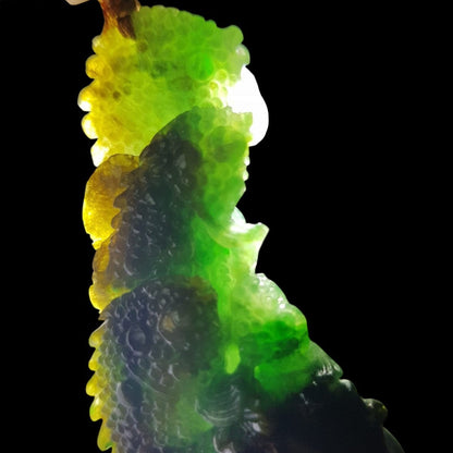 #1193 Tri-Color Burmese Jadeite Pendant – “Fishes Battling the Current”