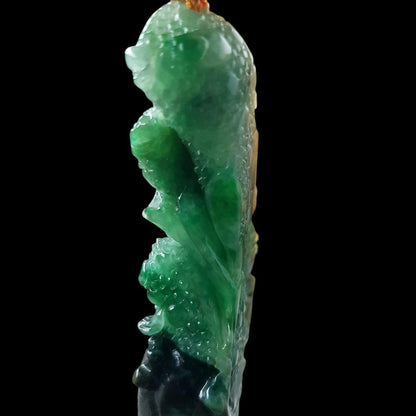 #1193 Tri-Color Burmese Jadeite Pendant – “Fishes Battling the Current”