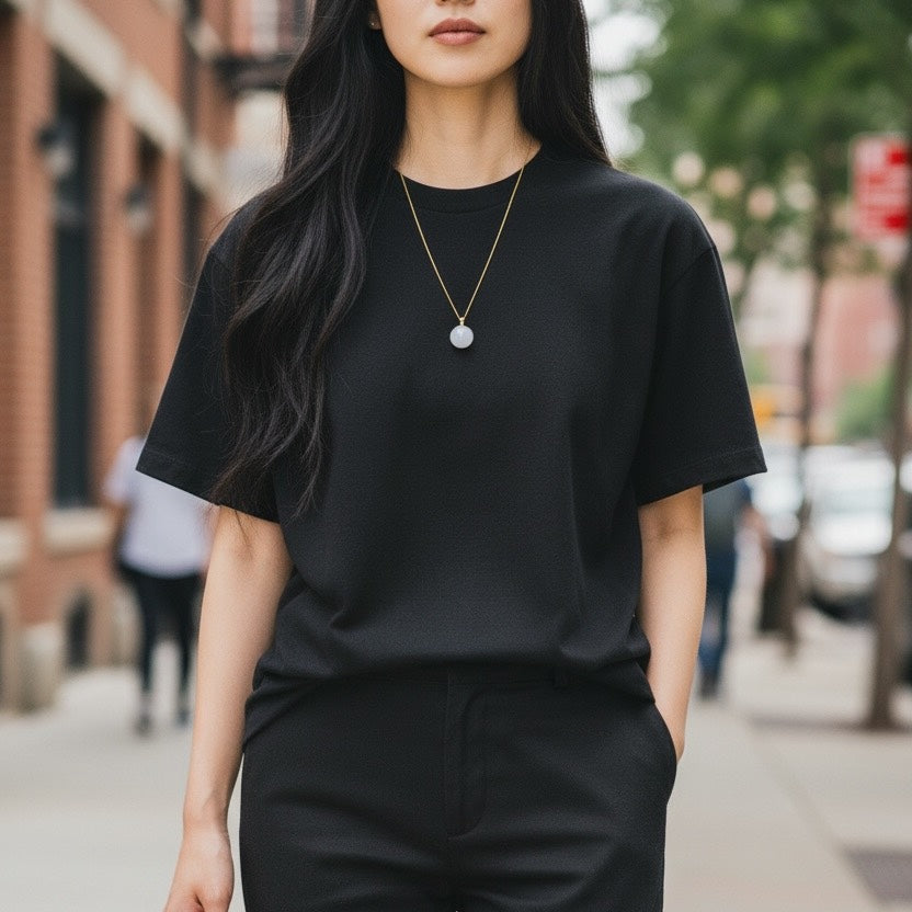 [Little Jade Pavilion] #879 Translucent Light Purple Burma Jadeite Bead Pendant, 18K Gold Bail, 13 mm