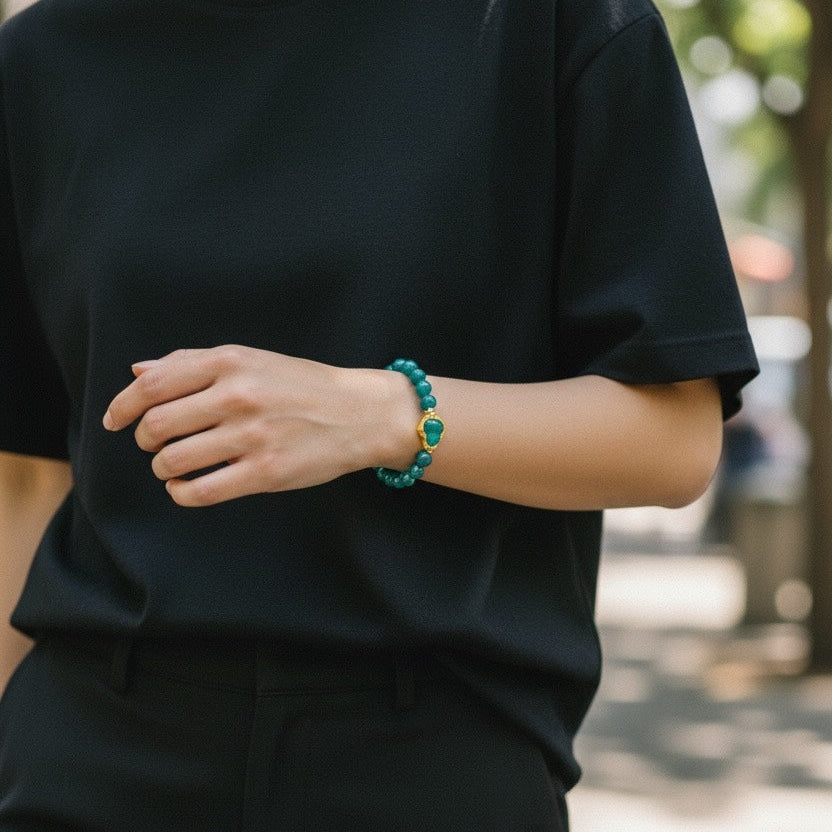 [Little Jade Pavilion] #743 Natural Translucent Guatemala Jadeite,  Designer's Bead Bracelet, 7 mm