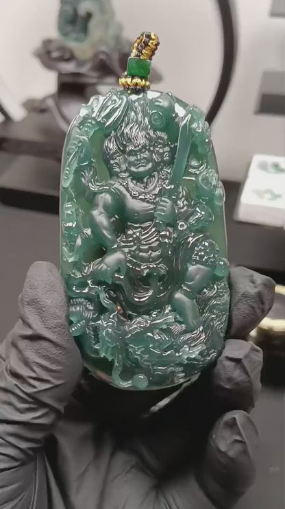 #1113 Natural Guatemala Jadeite Mahakala大黑天 Pendant