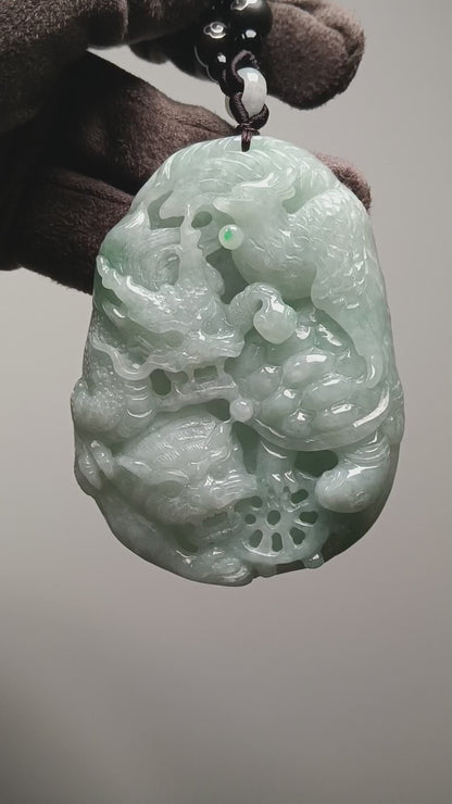 #133 GIA Certified Apple Green Burma Jadeite Jade Four Guardians Pendant