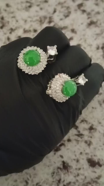 #105 GIA-Certified Icy Translucent Imperial Green Burma Jadeite Jade Cabochons for Customized Earrings or Rings