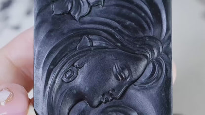 #PO1 NGTC Certified Natural Omphacite Jadeite with Snow Flakes, Beauty Blossom Pendant