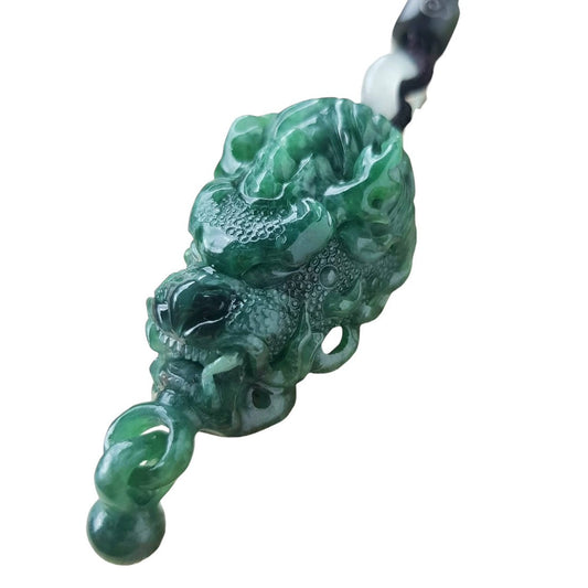 #1237 Natural Burmese Jadeite Dragon Pendant
